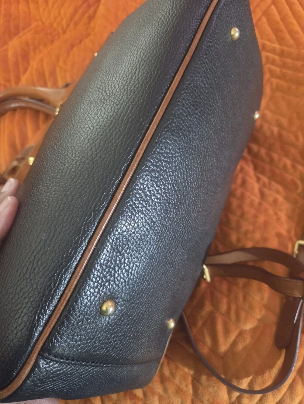 Vintage 1996 Dooney & Bourke Black Brown Leather Satchel